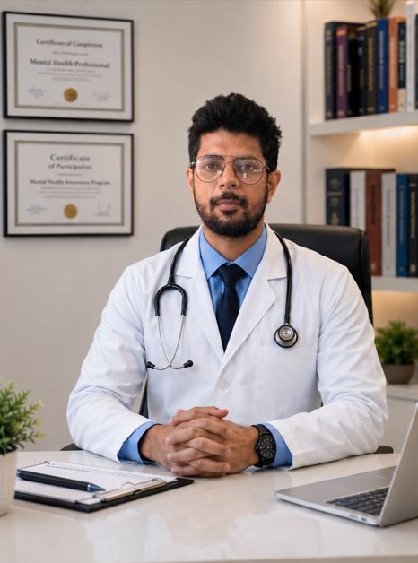 Dr. Pushpinder Singh in consultation room